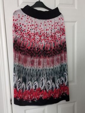 Pleated Floral Ombre Maxi Skirt in Red and Black
